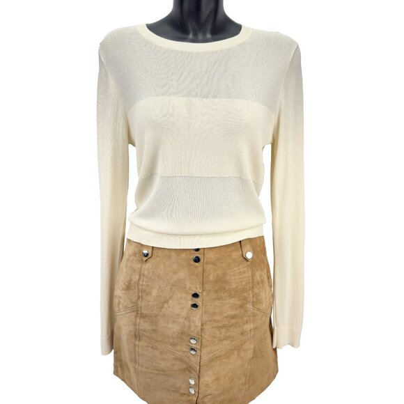 JUDITH & CHARLES Office Knitted Designer Cream Long Sleeve Blouse Sweater L - Picture 1 of 6